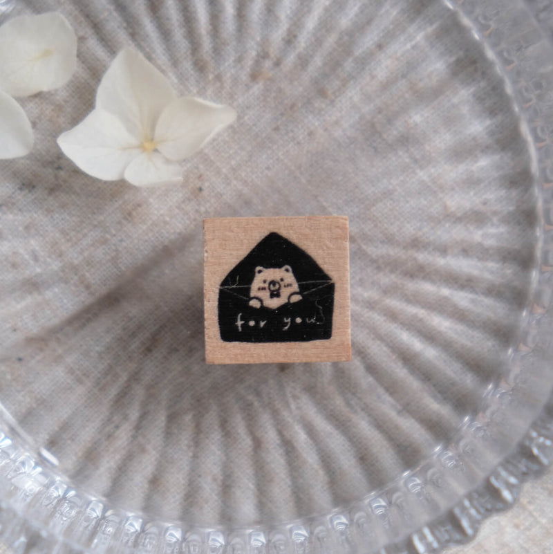 Mini Envelope Bear Rubber Stamp