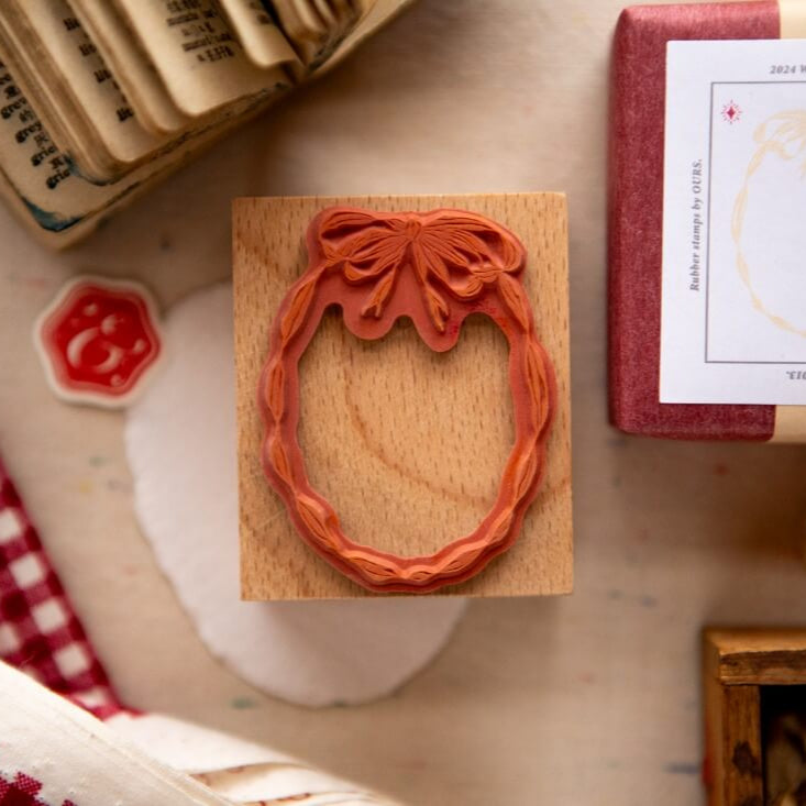 OURS Rubber Stamp - Oval Ribbon Frame