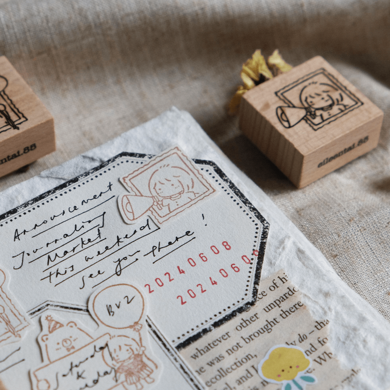 Celebration Rubber Stamp: Bear & Girl