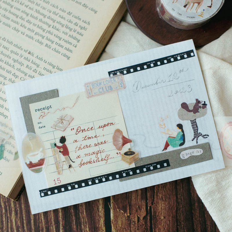 teayou Die-Cut PET Tape: The Enchanted Library