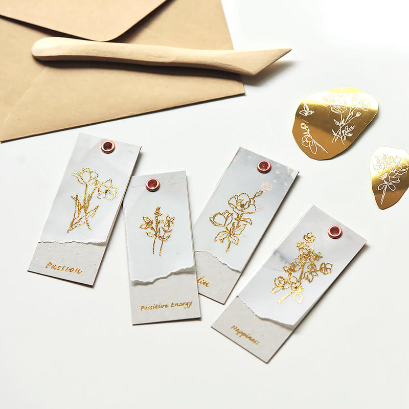 MU Gold Foil Print-On Sticker - G01-04 Botanical Series